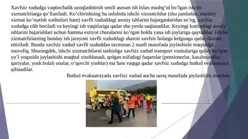 Evakuatsiya qilishning tashkilot va uslublari 4