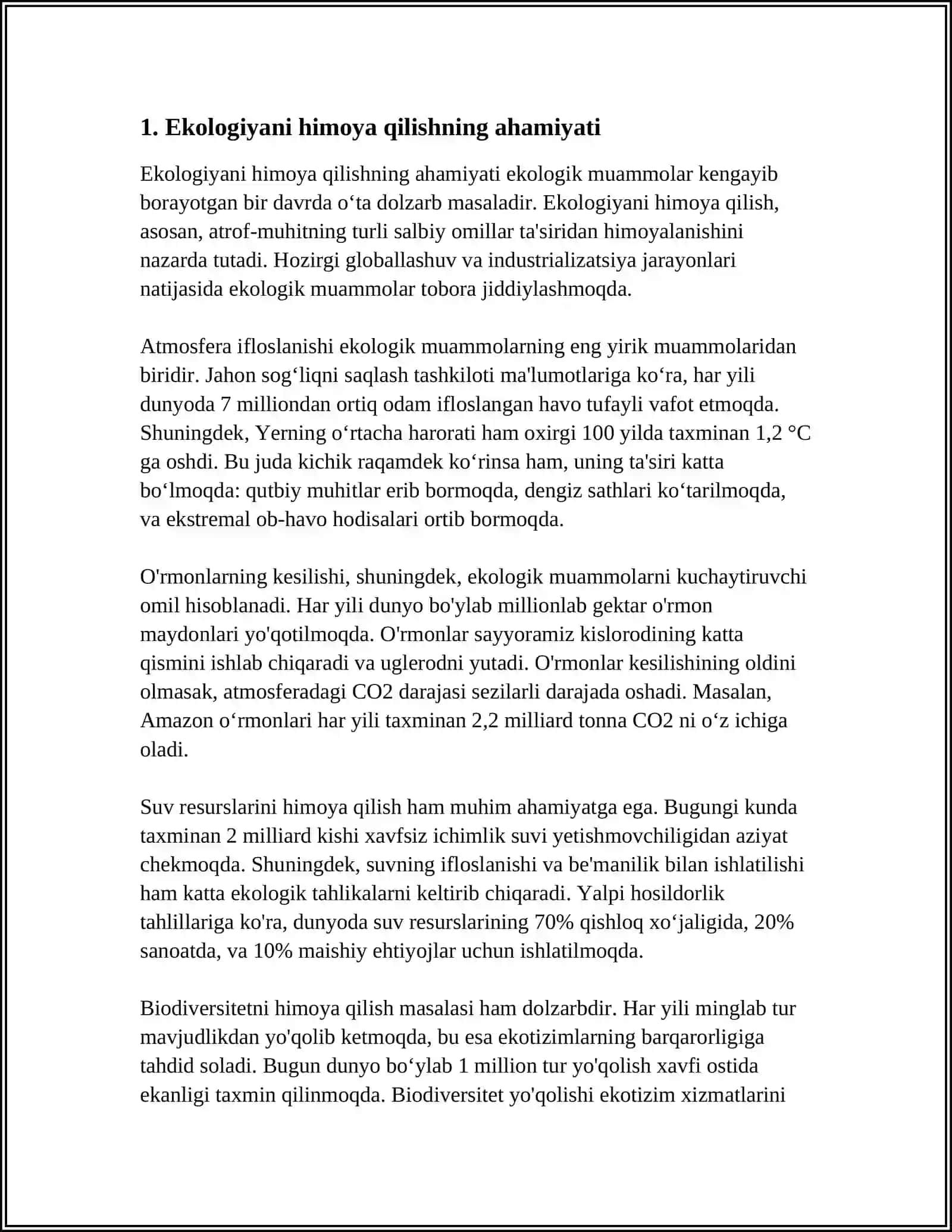 EKOLOGIYANI ASRASH MENING BURCHIM 4