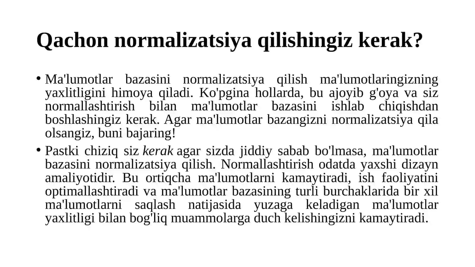 Ma'lumotlar bazasini normallashtirish 4