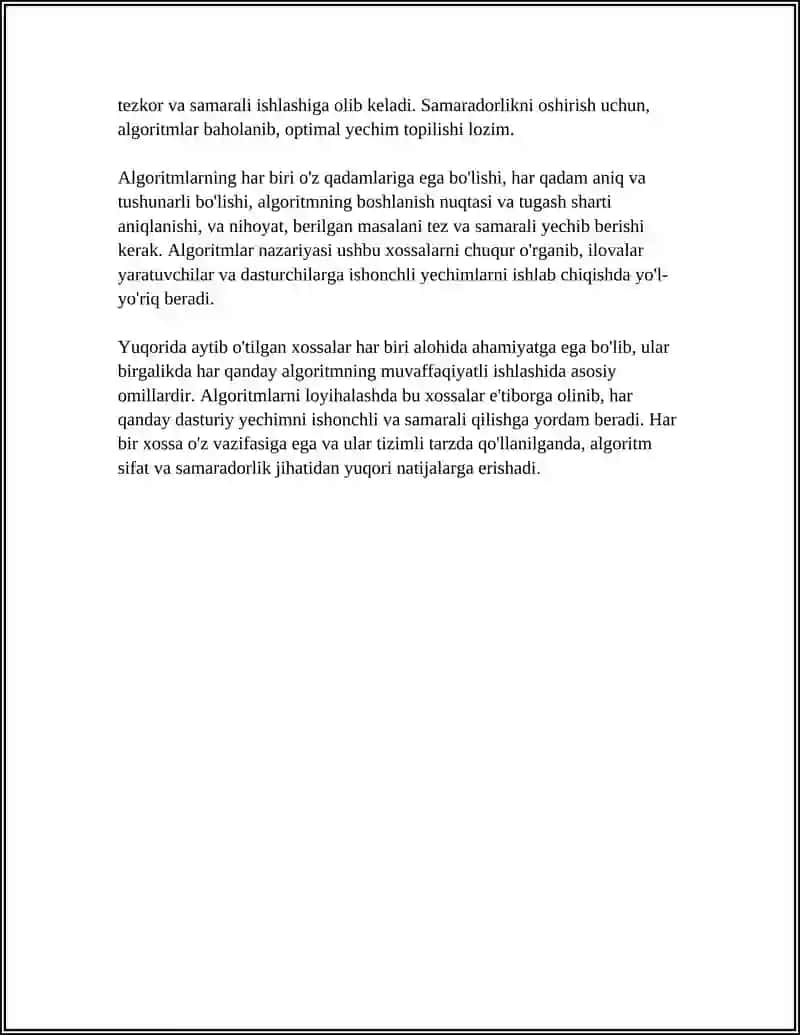 ALGORITM TUSHUNCHASI VA UNING XOSSALARI 4