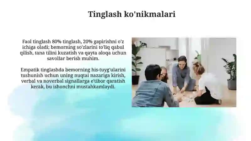 Bemor bilan verbal muloqat kònikmalari 4