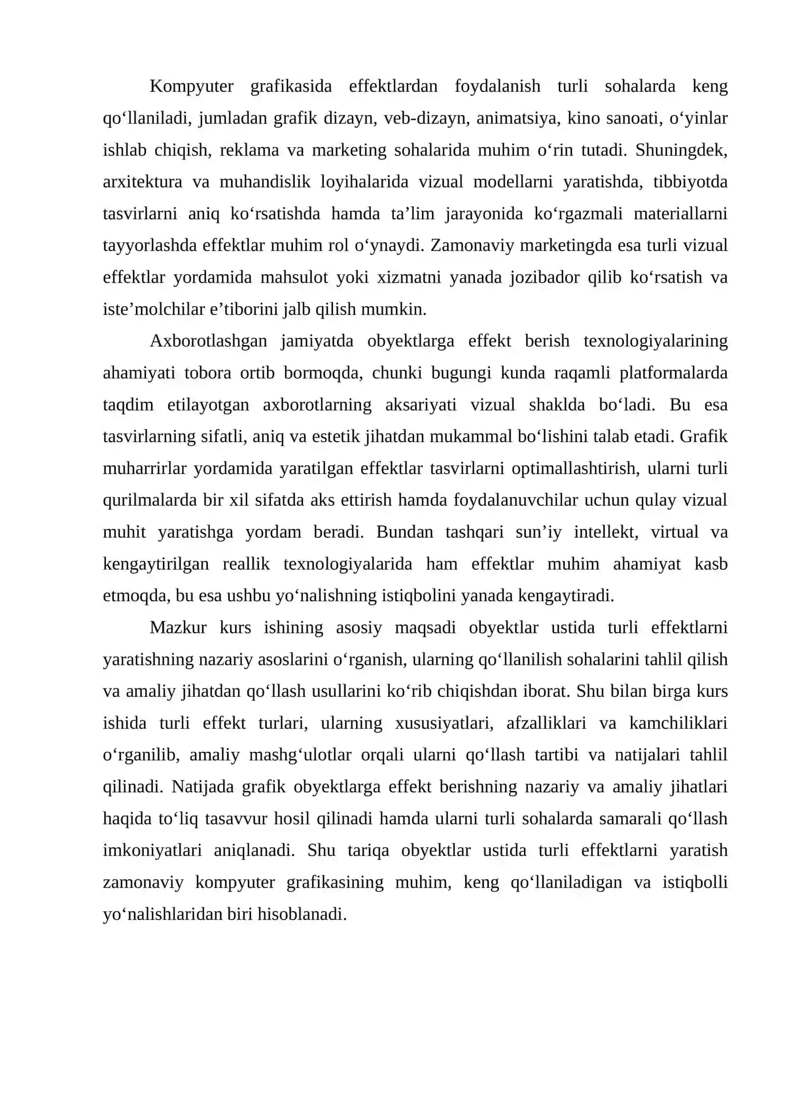 Obyektlar ustida turli effektlarni yaratish 4