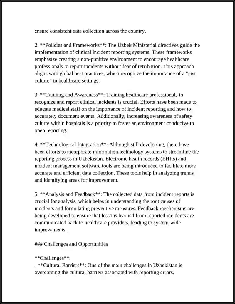 Overview of Clinical Incident Reporting Systems in Uzbekistan 4