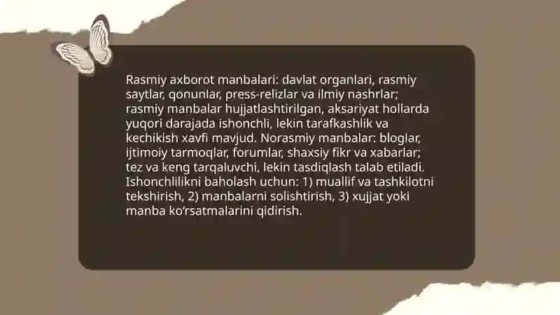 Axborot turlari va ishonchliligi 4