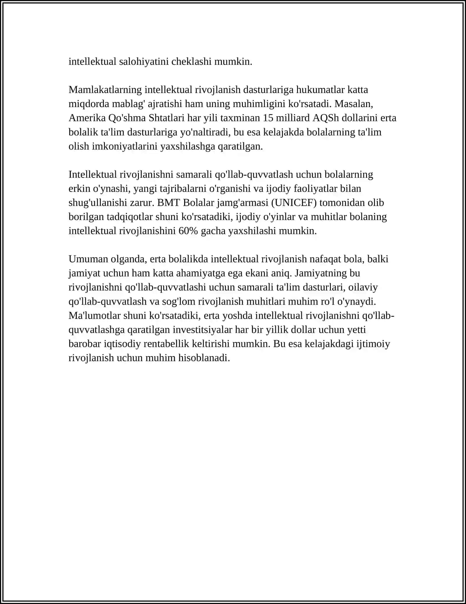 Erta bolalikda intellektual rivojlanish 4