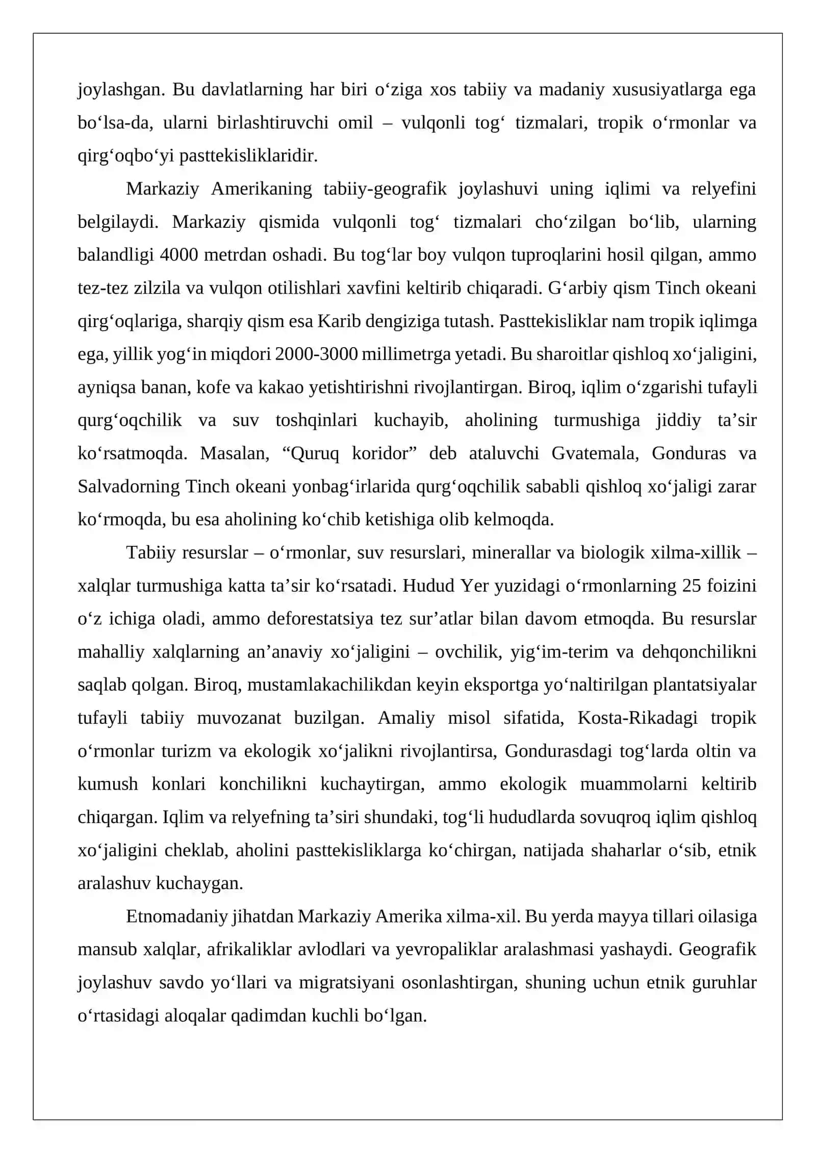 Markaziy Amerika xalqlari xoʻjaligi va madaniyati 4