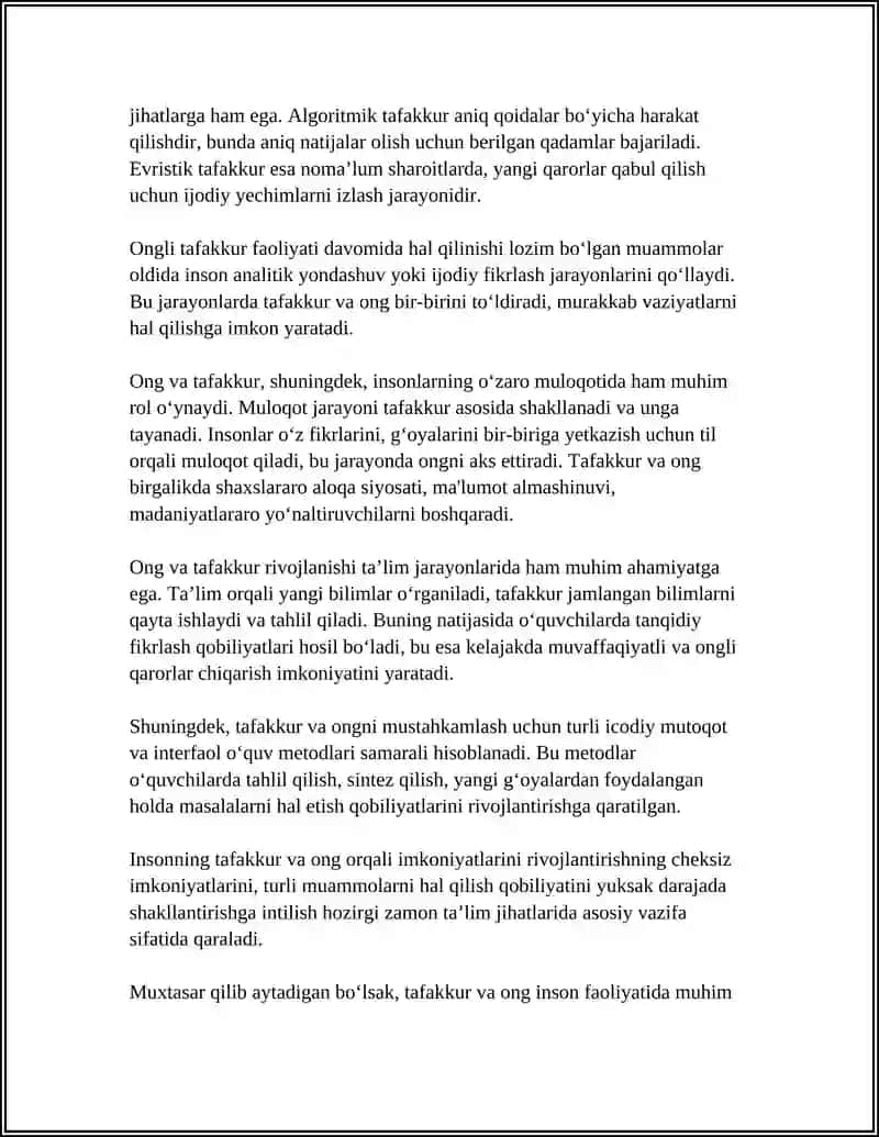 TAFAKKUR BA ONG. TAFAKKUR VA MULOQOT 4