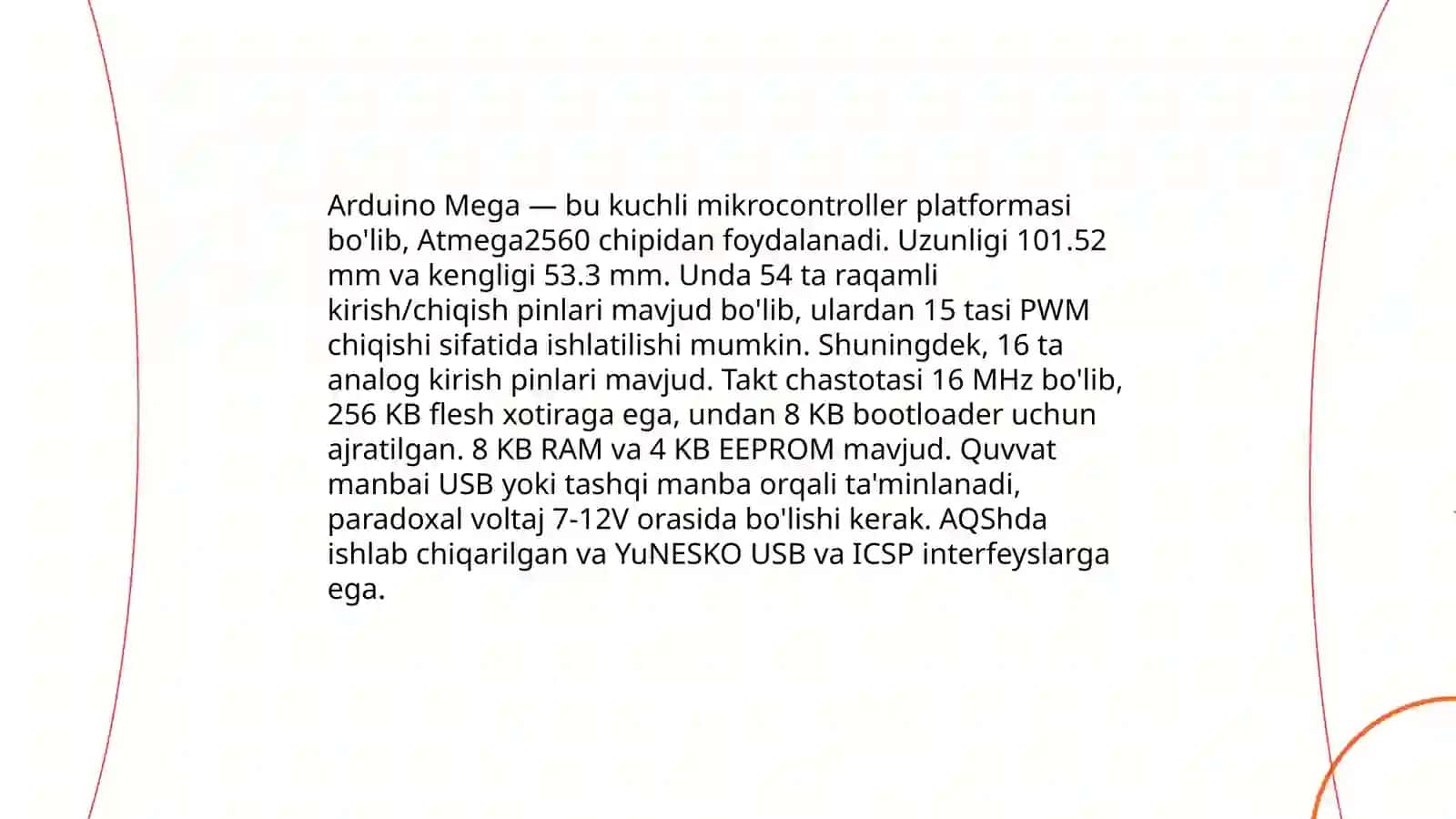 Arduino Uno texnik parametrlari 4
