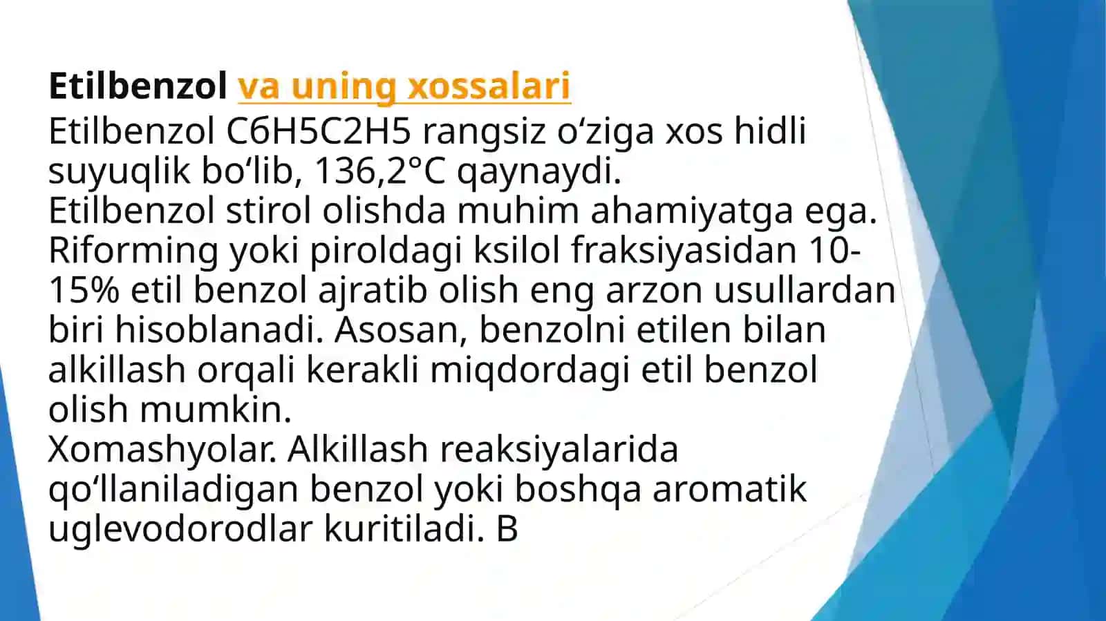 Etilbrnzoldan stirol ishlab chiqarish texnologiyasi 4