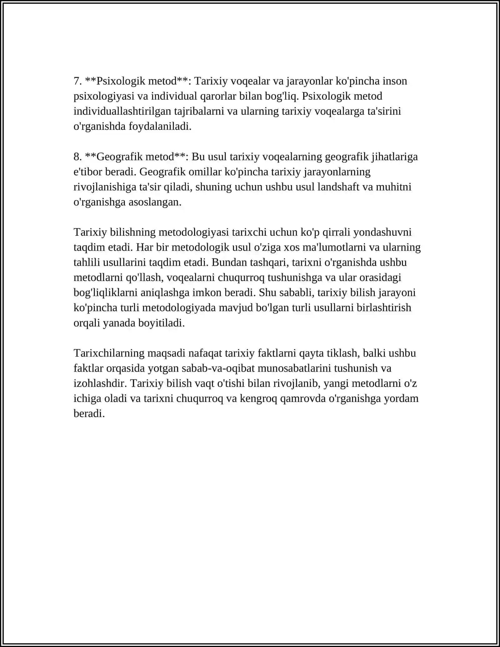 TARIXIY BILISHNING O'ZIGA XOSLIGI 4