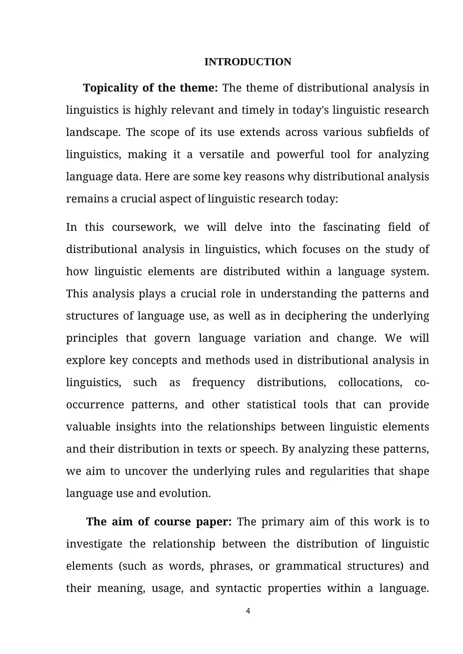 DISTRIBUTIONAL ANALYSIS IN LINGUISTICS 4