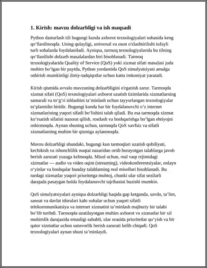 PYTHON’DA QOS (QUALITY OF SERVICE) SIMULYATSIYASI 4