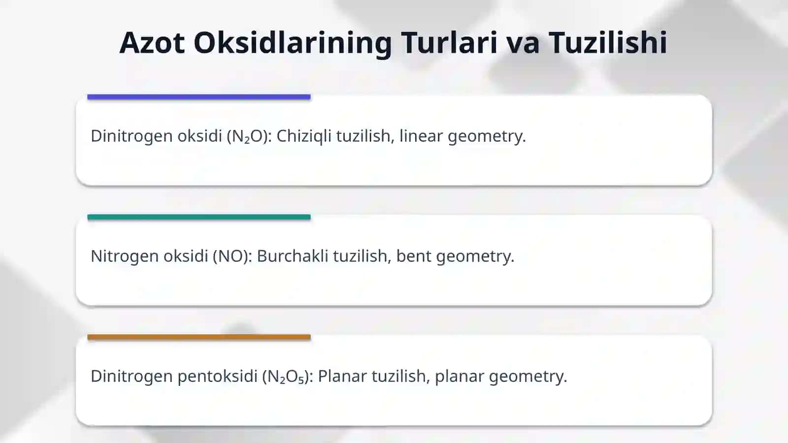 Azotning kislorodli birikmalari va ularning xossalari 4