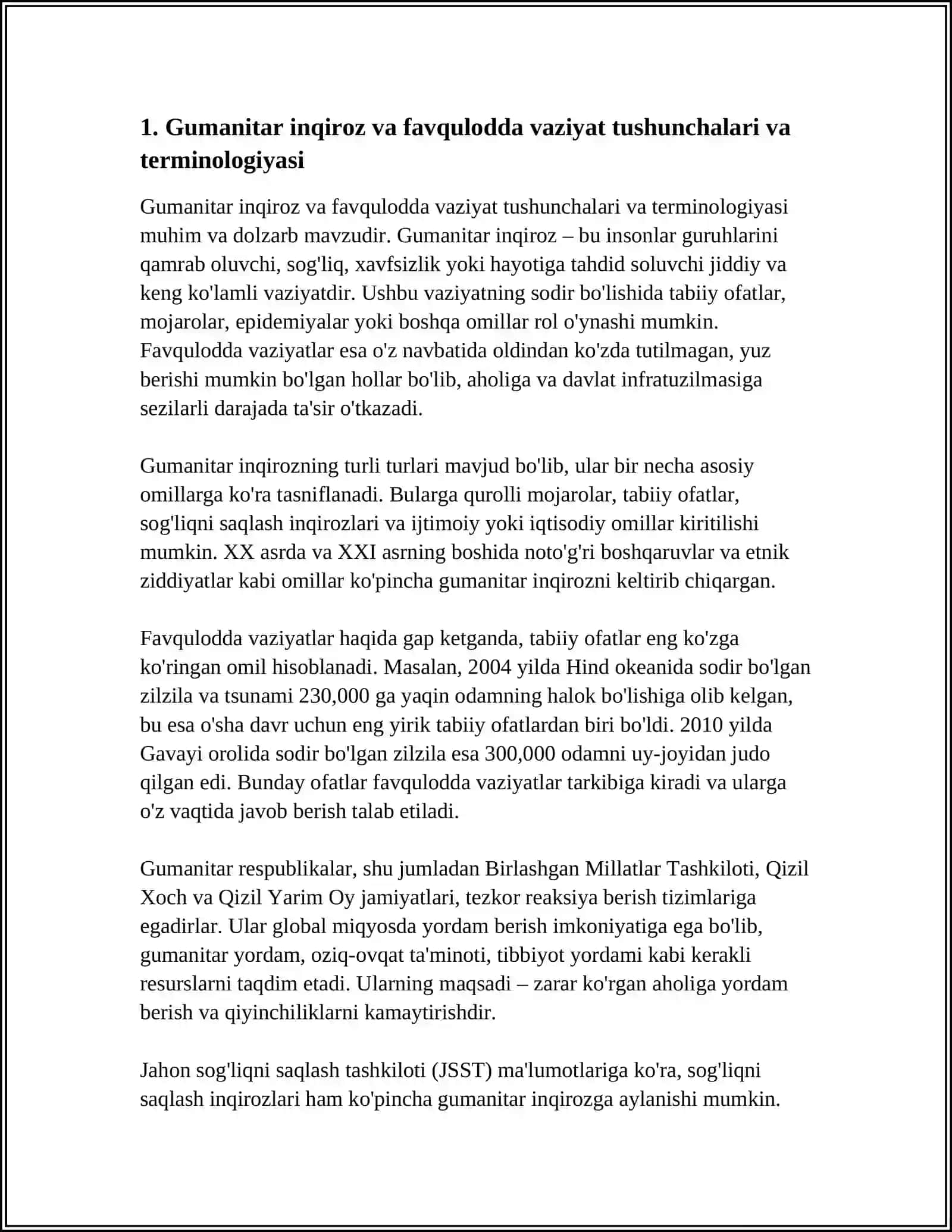 GUMANITAR INQIROZLAR VA FAVQULODDA VAZIYATLAR VAZIYATLARNING TURLARI VA XUSUSIYATLARI 4
