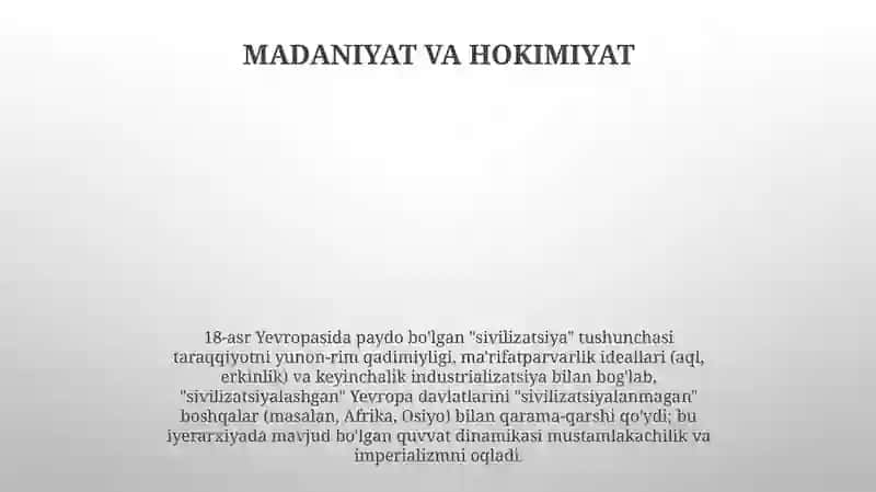 Sivilizatsiya va Madaniyat Tushunchalari 4