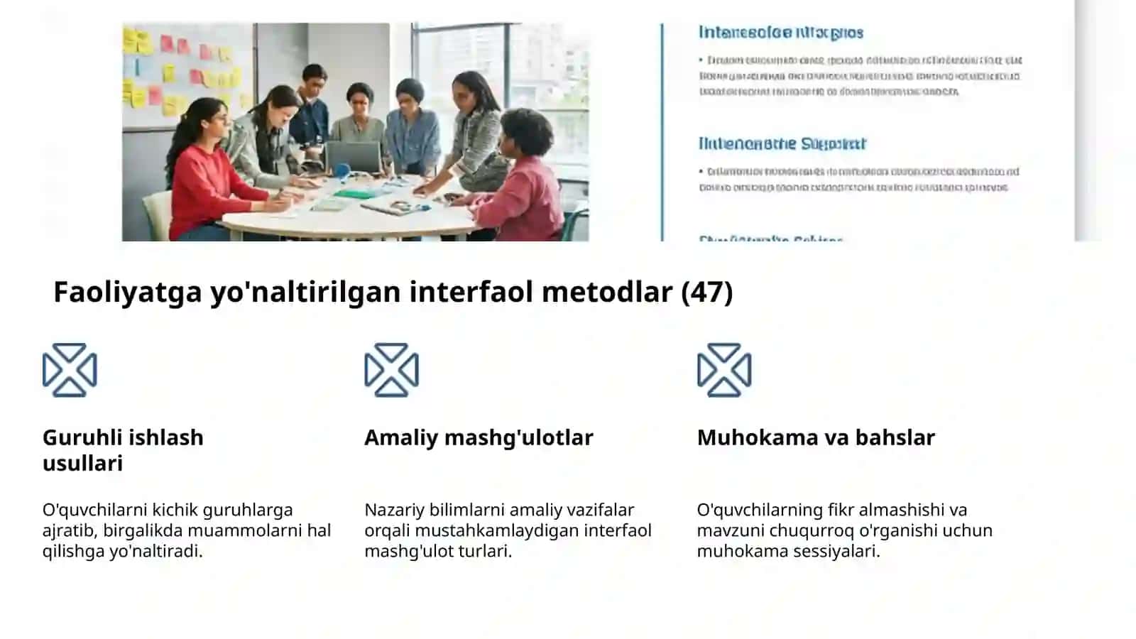 Interfaol metodlar: tasnif va qo'llanilishi 4