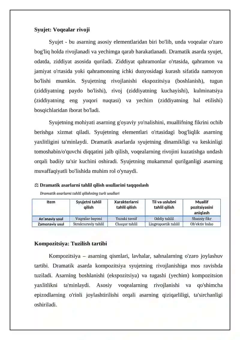 Dramatik asarlarni tahlil qilish 4