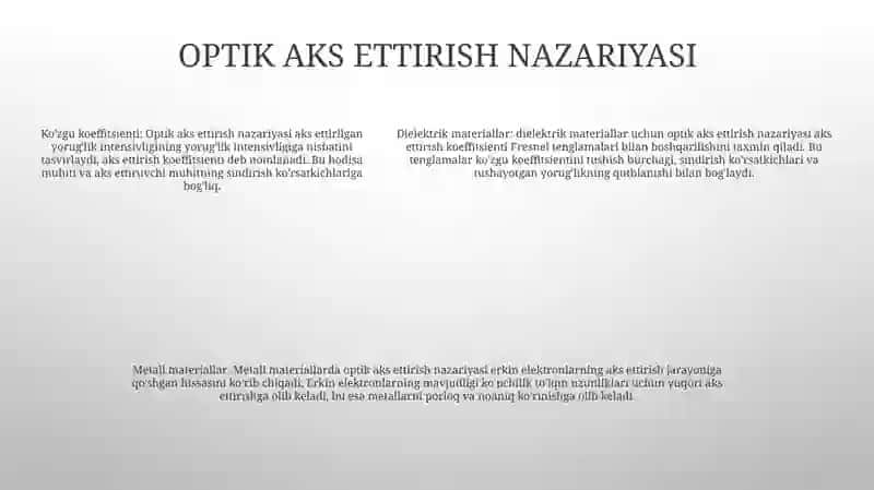 Kòzning Optik Xususiyatlari 4