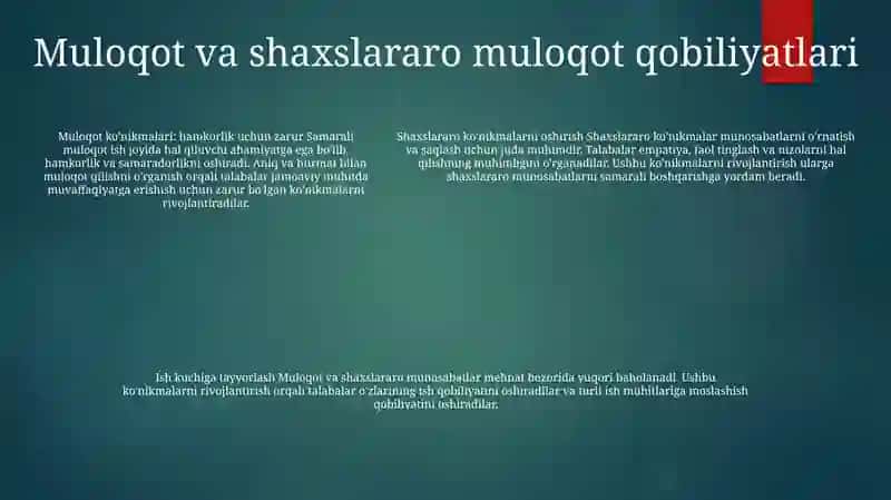 O'Quvchilarni Mehnatga Tayyorlash 4