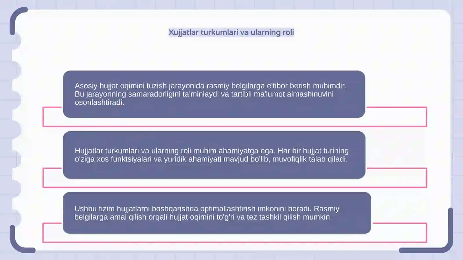 Asosiy xujjat oqimini tuzish rasmiy belgilari 4