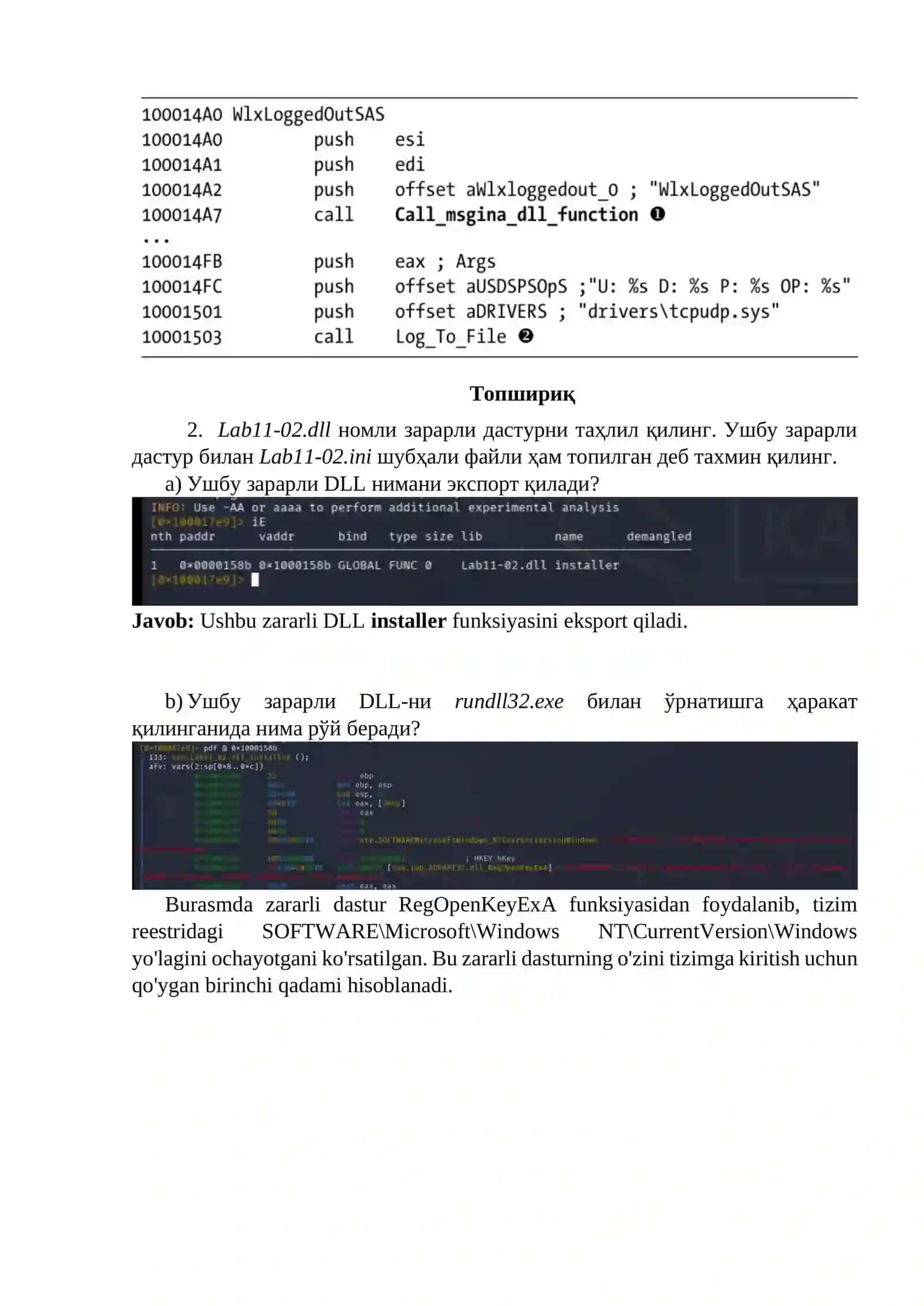 Зарарли дастурларни ўзини тутишига оид ҳаракатларини аниқлаш 4