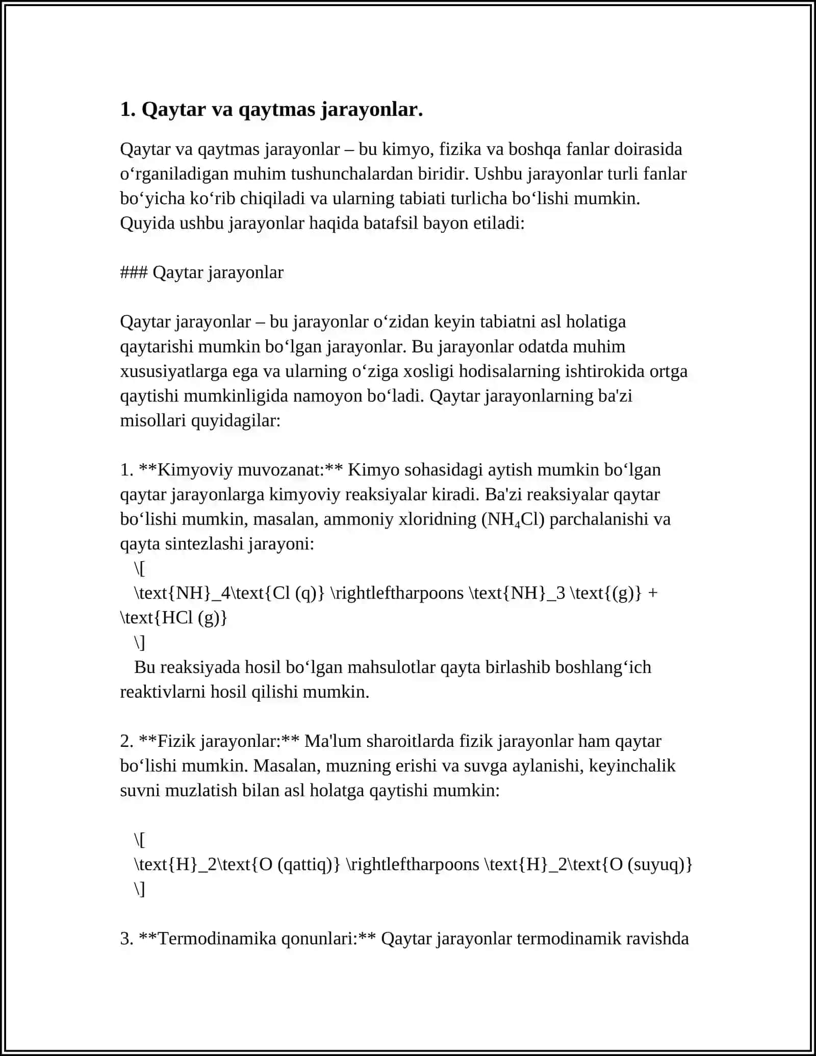 Qaytar va qaytmas jarayonlar 4