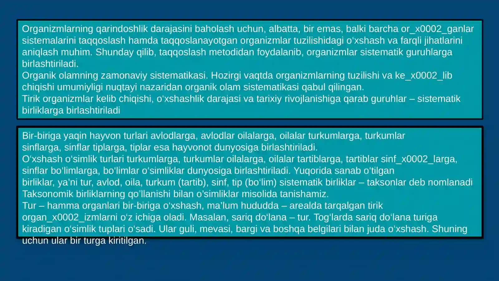 TIRIK ORGANIZMLARNING XILMA-XILLIGI 4