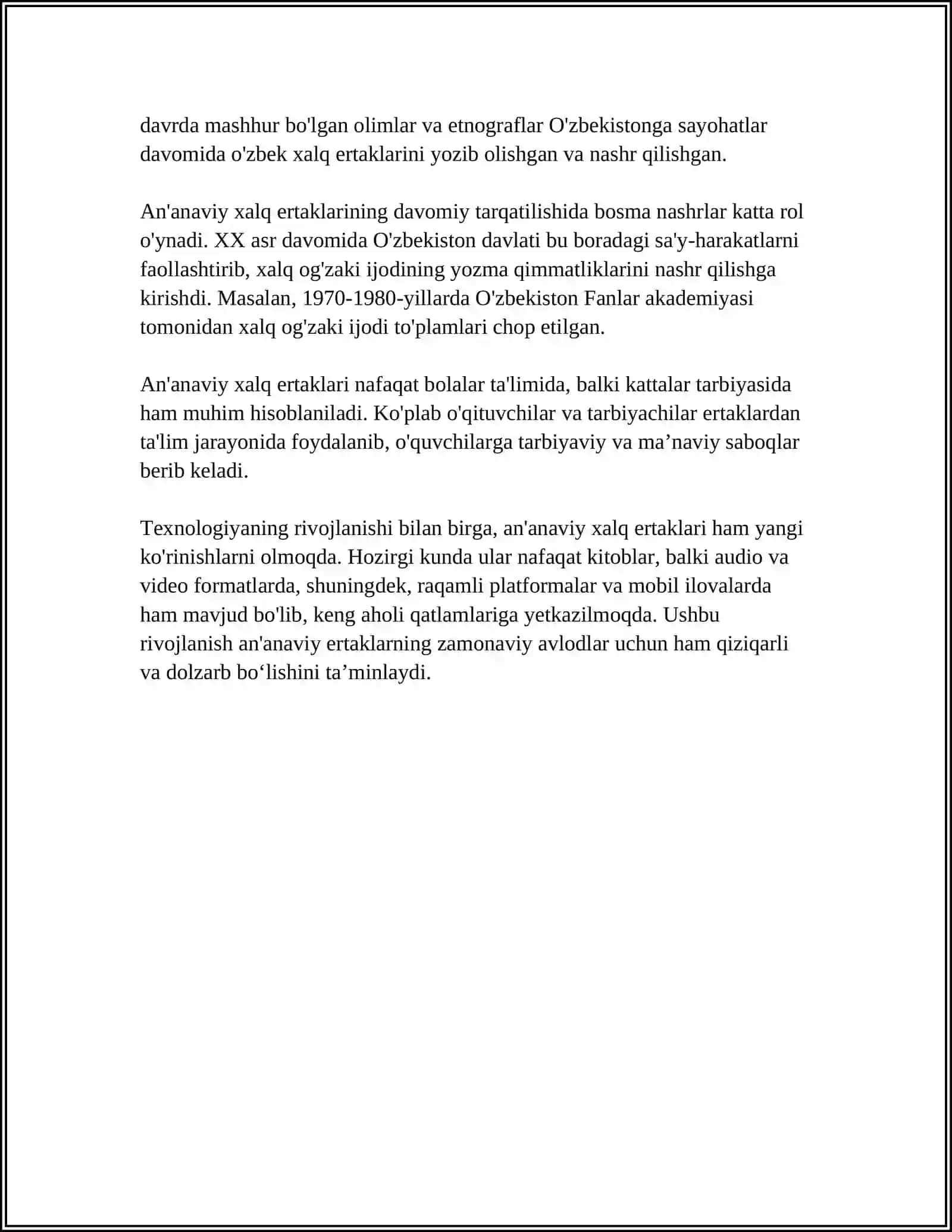 XALQ ERTAKLARINING TURLARI 4