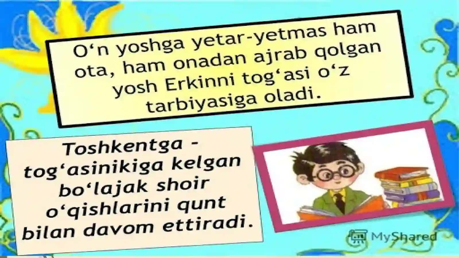 32-darsMavzu: Erkinvohidov hayoti va ijodi. She’rlari 4