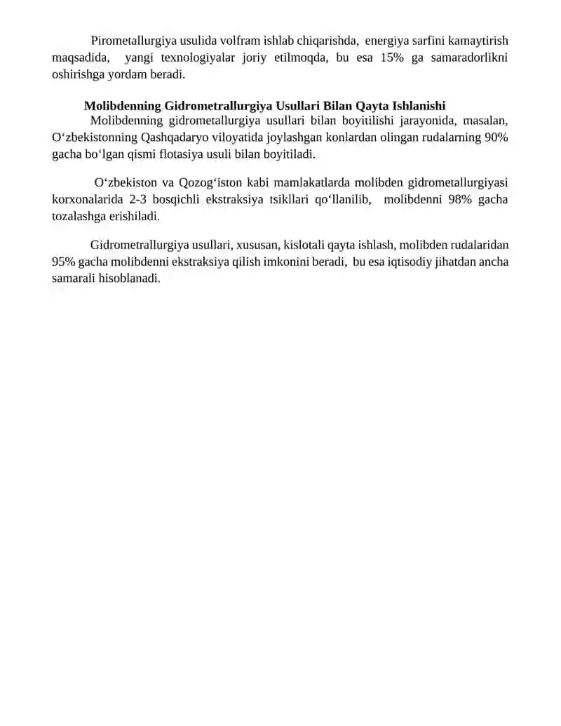 Volfram va molibden ishlab chiqarish jarayoni 4