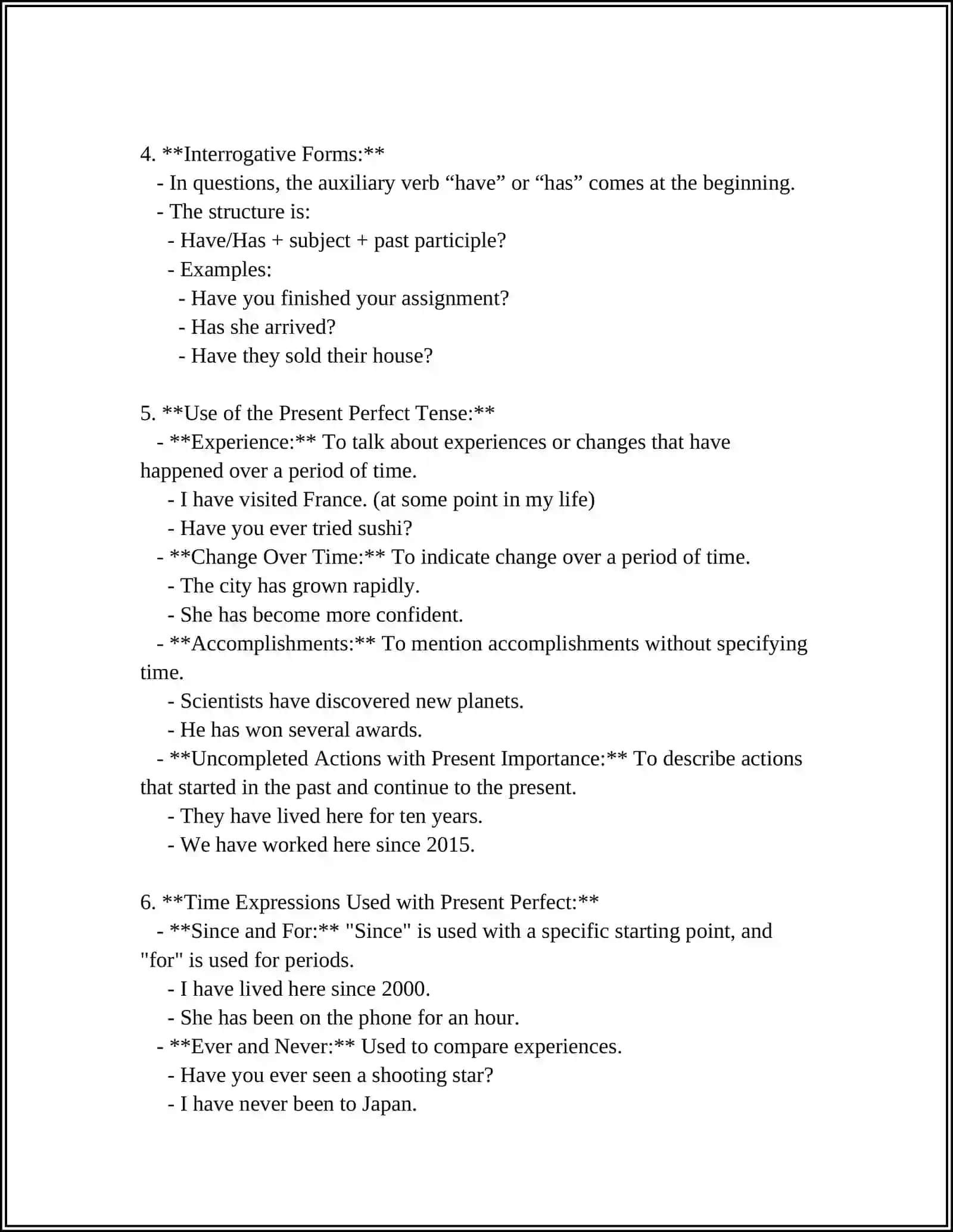 PRESENT PERFECT TENSE 4