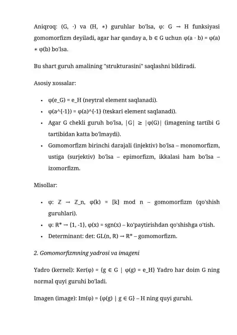 Guruh gomomorfizmlari va izomorfizmlari 4