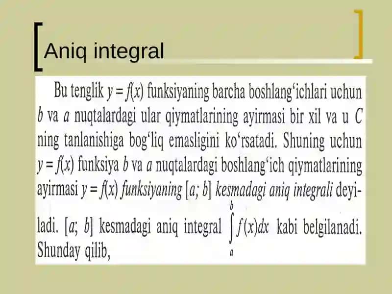 Aniq integralning xossalari 4