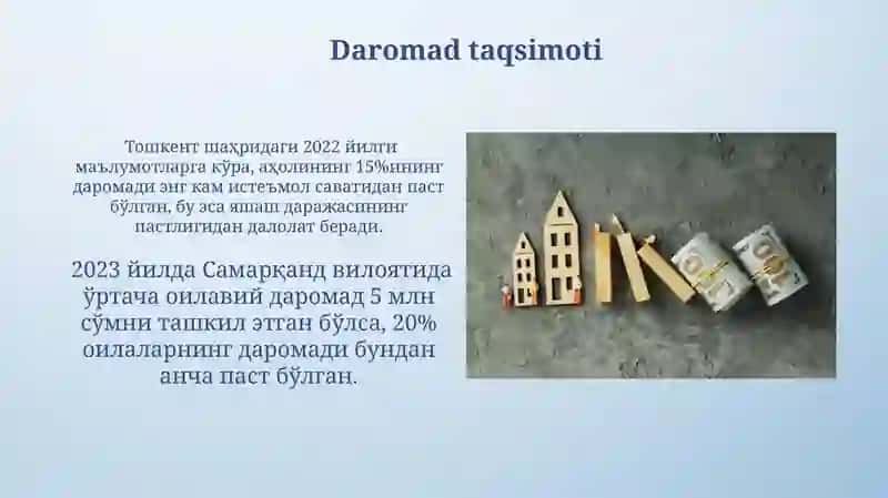Aholi daromadlari vaturmushfaravonligi 4