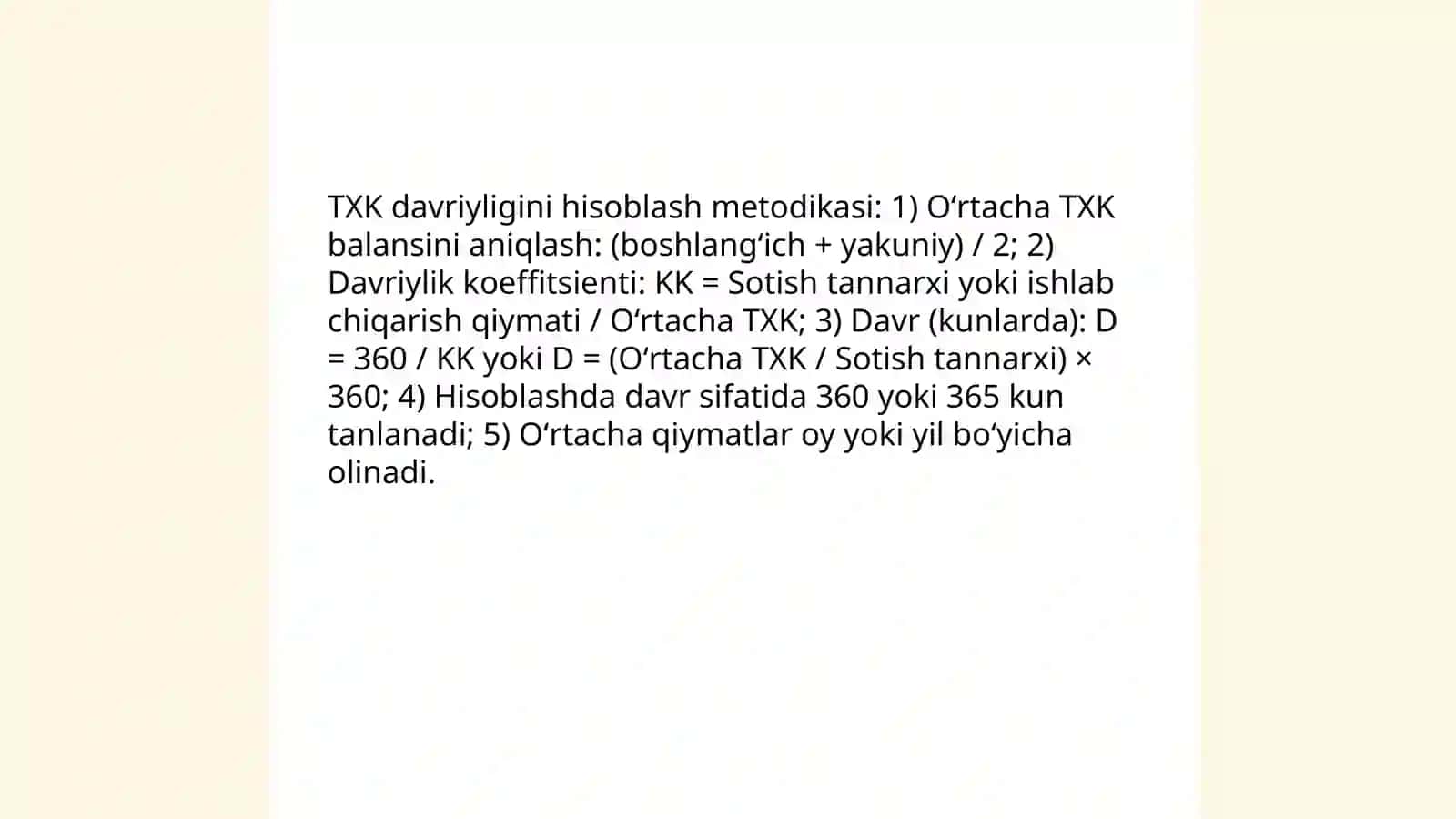 TXK davriyligini texnik-iqtisodiy usuli 4