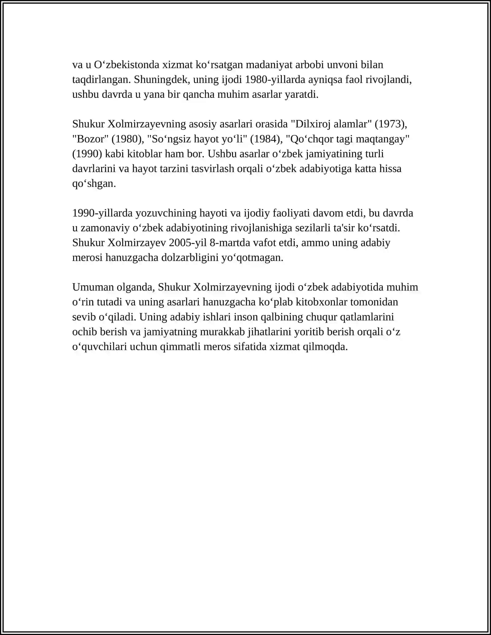 Sh.Xolmirzayev Ijodini O'rganish Metodikasi 4