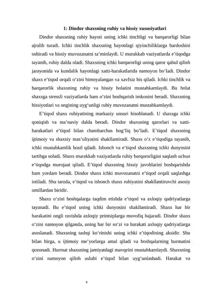 Dindor shaxsiga xos psixologik xususiyatlar. 4