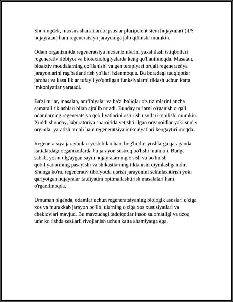 ODAMLARDA REGENERATSIYA 4