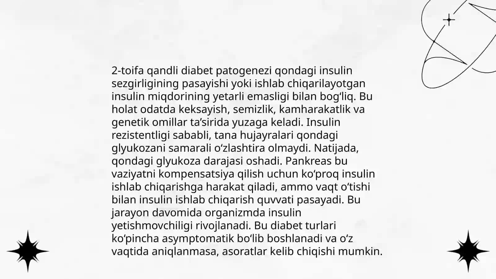 Gerontologik bemorlarda qandli diabet kasalligi,etiologiyasi patogenezi klinikasi davosi hamshiralik parvarishi 4