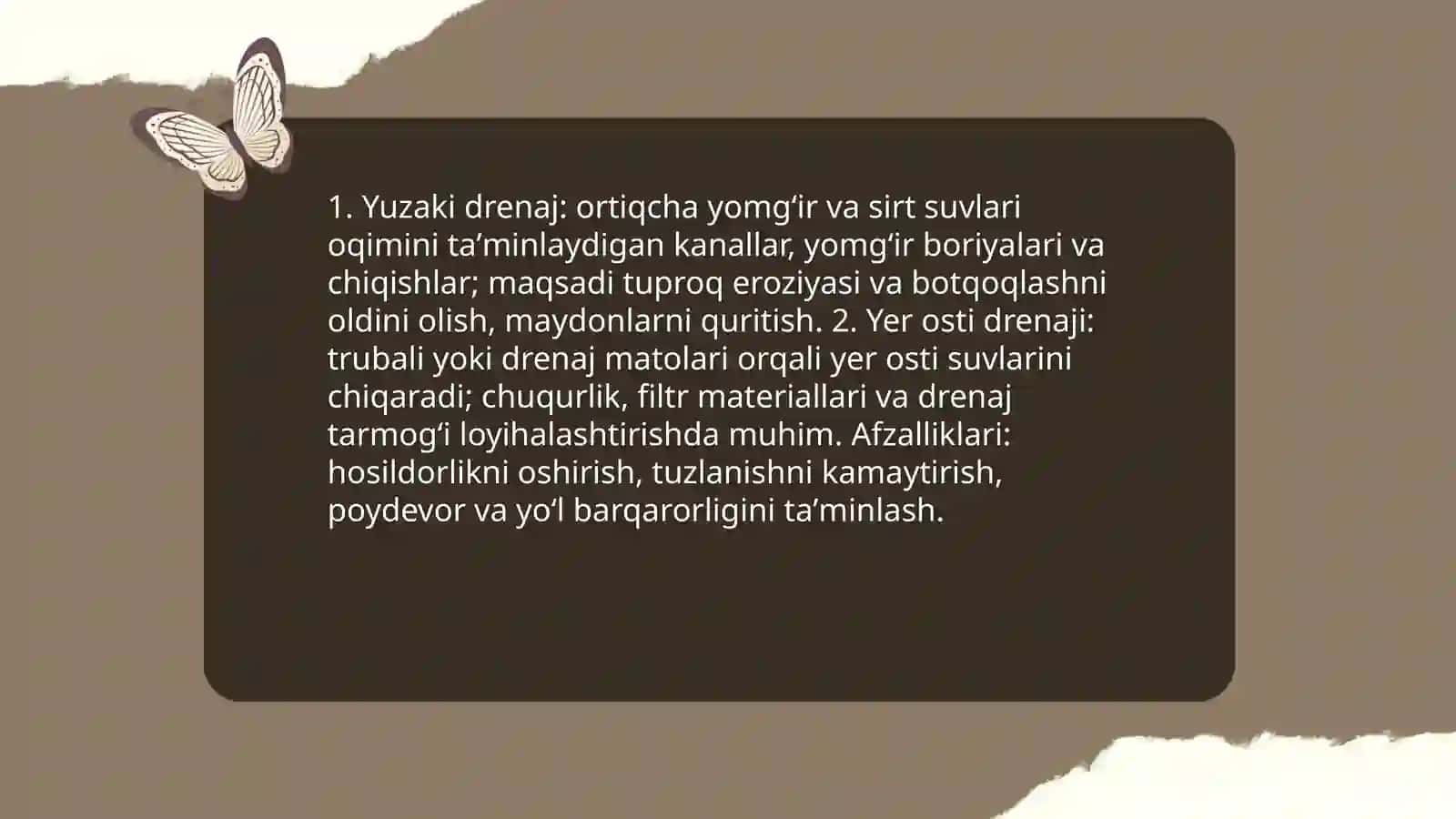 Drenaj tizimlari va ulardan foydalanish 4