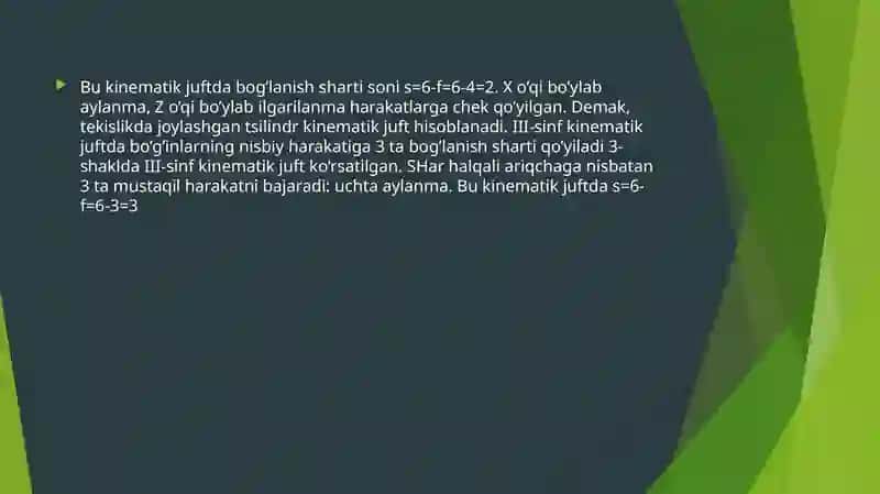 KINEMATIK JUFTLIK KLASSIFIKATSIYASI 4
