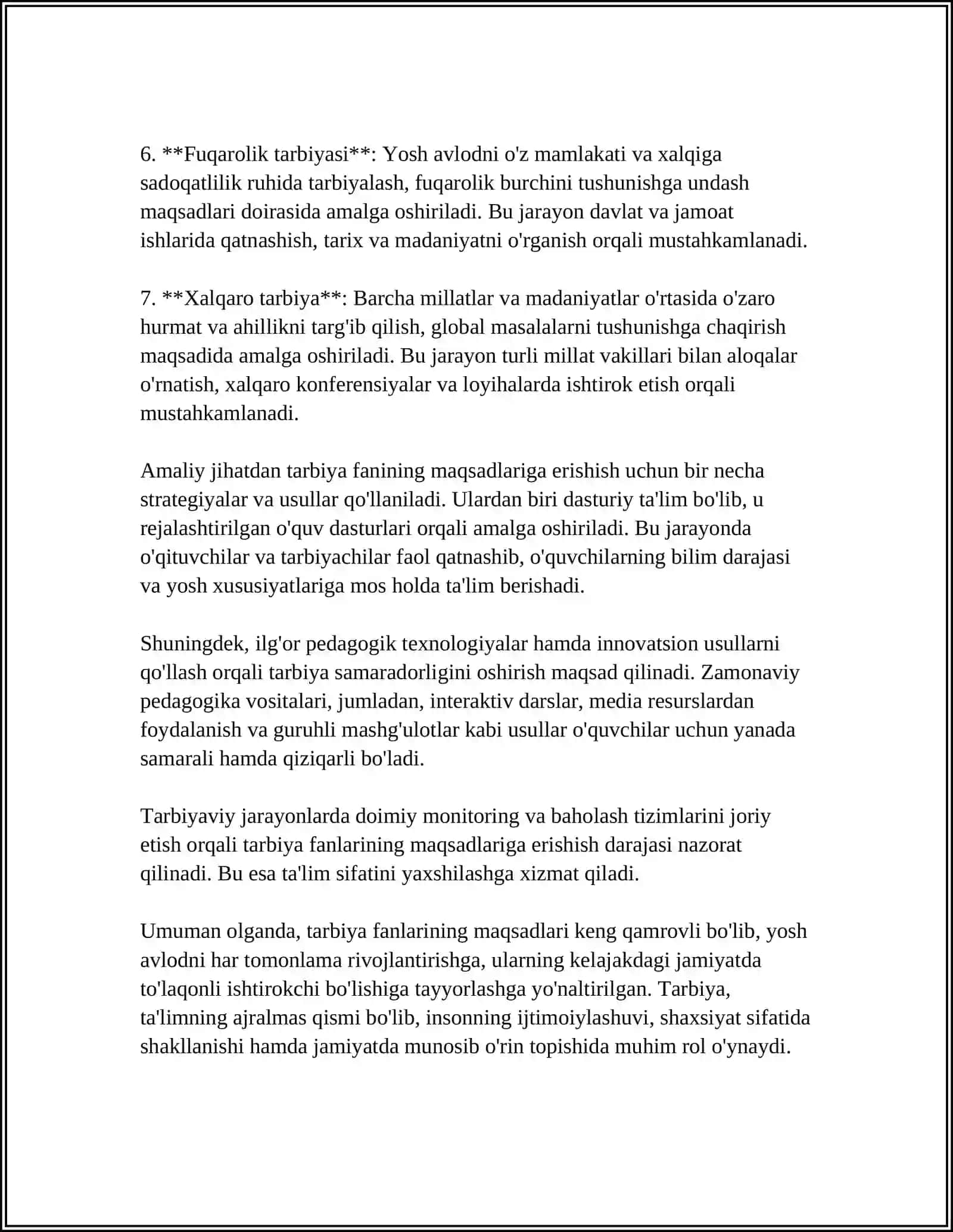 TARBIYA FANINI O'QITISH METODIKASI 4