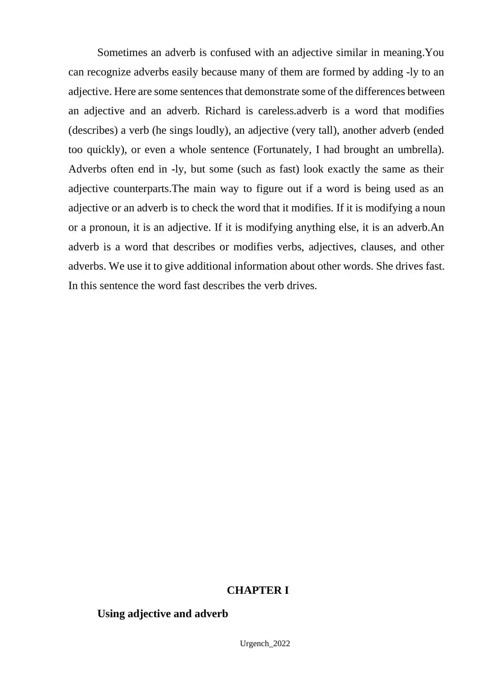 Adjective and Adverb. Category of degree 4