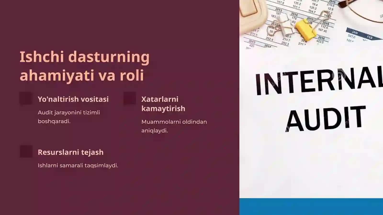 Auditishchi dasturini tayyorlash va tuzish: Auditning asosiy qoidalari 4
