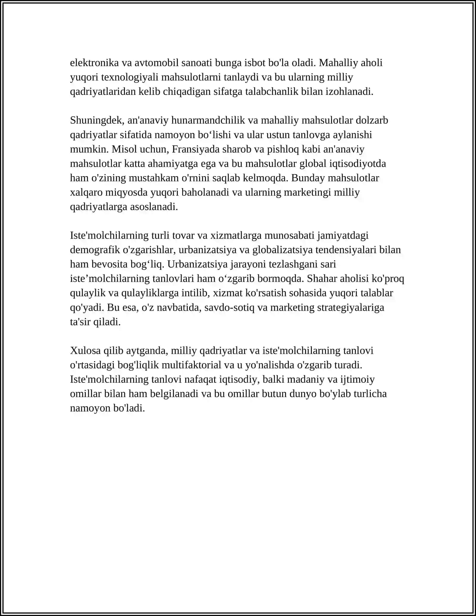 ISTE’MOLCHI XULQ-ATVORI: MILLIY QADRIYATLAR VA DAROMAD DARAJASINING TA’SIRI 4