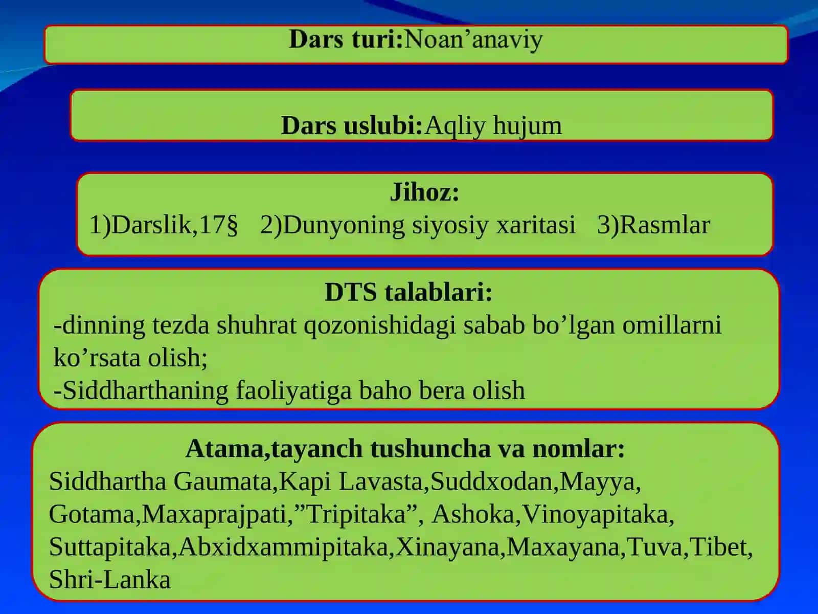 9-sinf Dunyo dinlari tarixidan 1 soatlik DARS ISHLANMASI 4