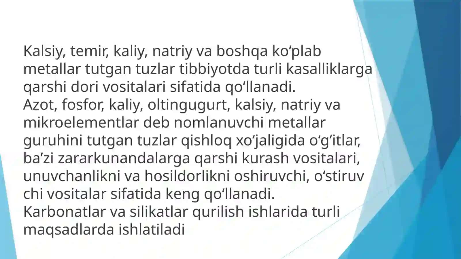 ENGMUHIM TUZLARNING ISHLATILISHI 4