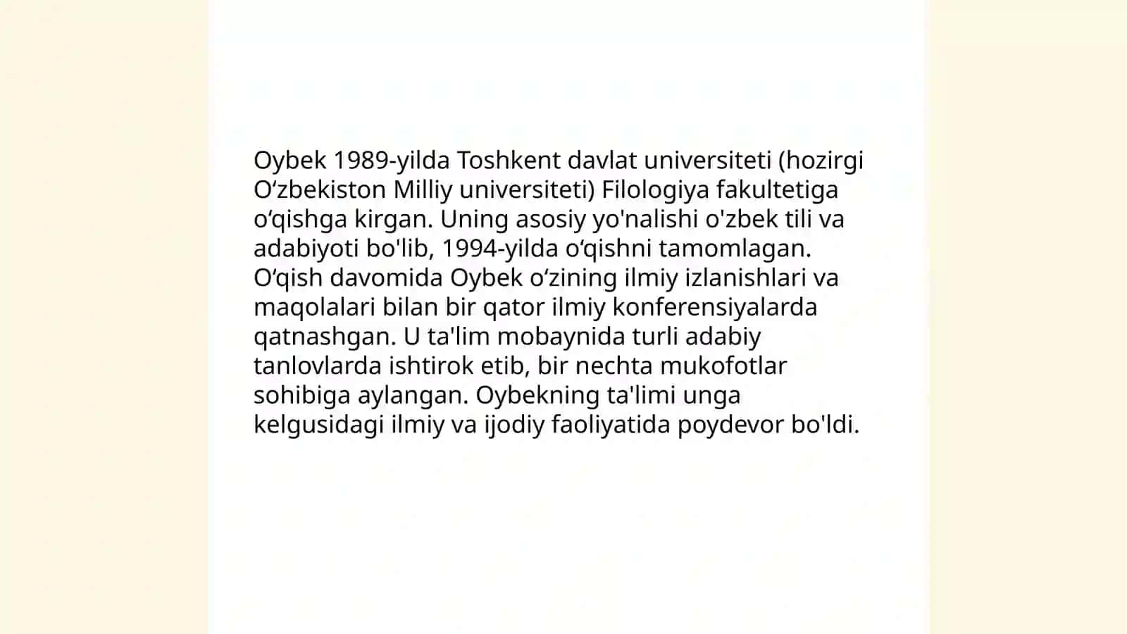 Oybekning hayoti va ijodi 4