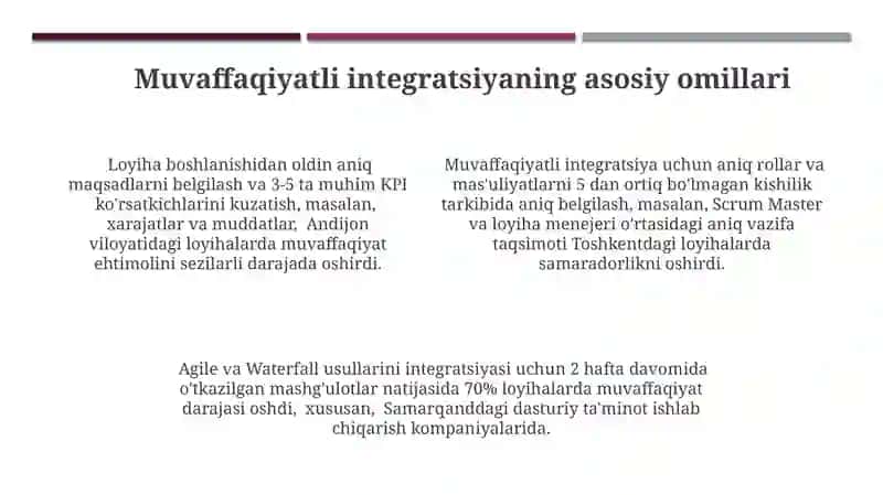 Agile va Waterfall Yondashuvlarini Integratsiyalashning Imkoniyatlari 4