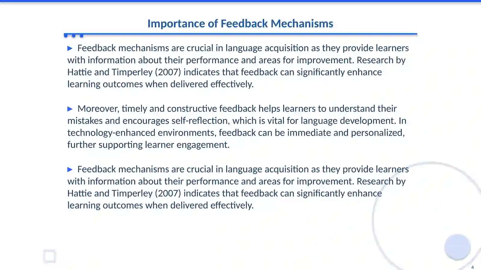 Assessment and Feedback in Technology-enhanced language learning 4